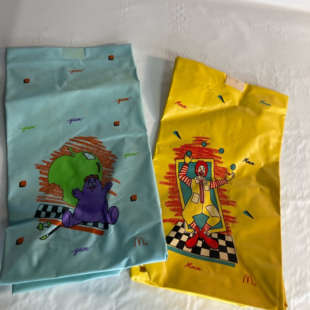McDonald’s Resealable Happy Meal Bag - 1980s Ronald McDonald / Grimace -Lot of 2